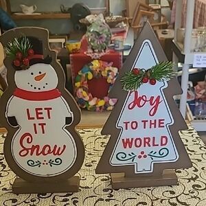 Festive Snowman and Tree HolidayTable Top Decor Set